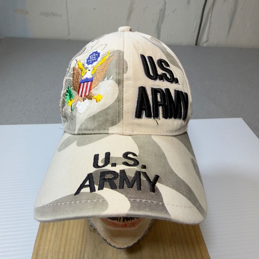 777 Cap US Army Desert Camo Embroidered Baseball Hat Tan Adjustable Strapback
